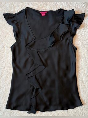 Y2K Vintage Sunny Leigh Asymmetrical Ruffle Front Neck Flowy Fairy Women’s M-L